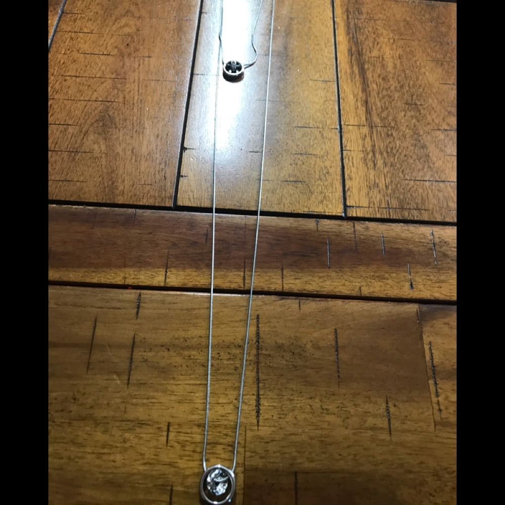 Express double chain circle in circle silver adjustable necklace - Picture 5 of 9